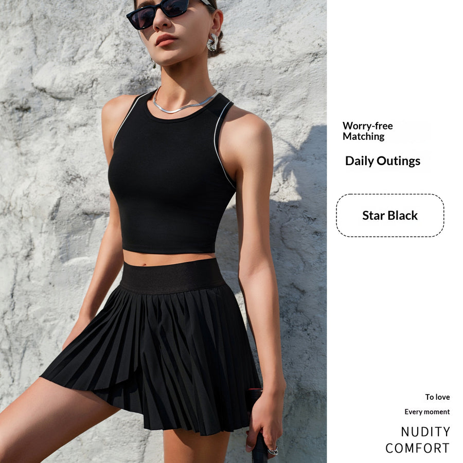Women's Spring & Summer Tennis Skirt Set with Safety Shorts