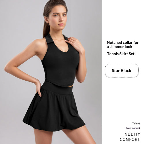 High-Support Shockproof Sports Bra & Yoga Skirt Set