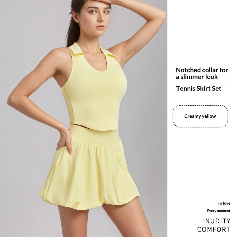 High-Support Shockproof Sports Bra & Yoga Skirt Set
