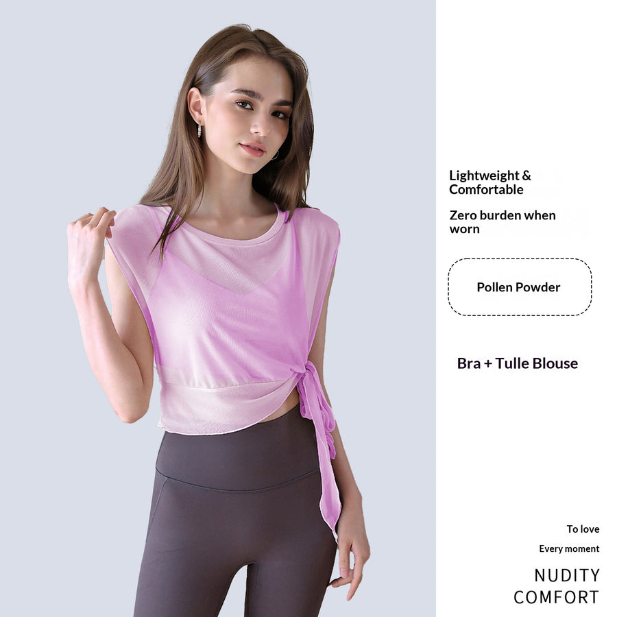 New Summer 2-Piece Yoga Outfit with Built-in Bra Pads