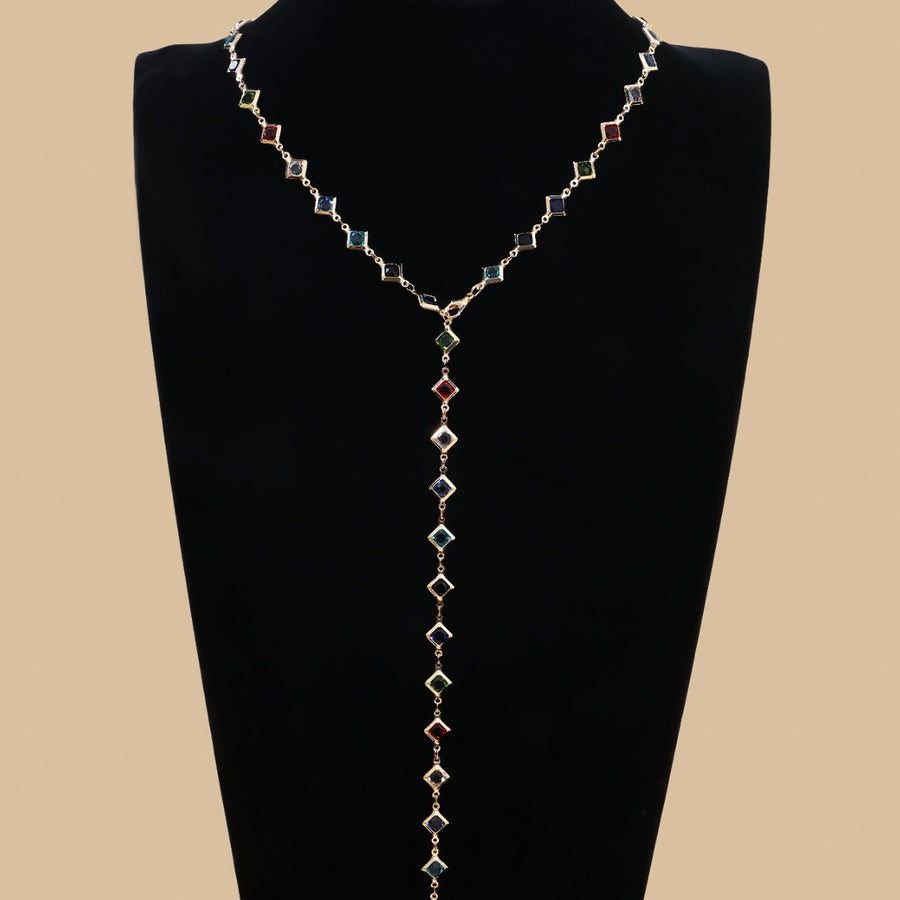Colorful Crystal Chain Necklace - Cross-Border European Fashion