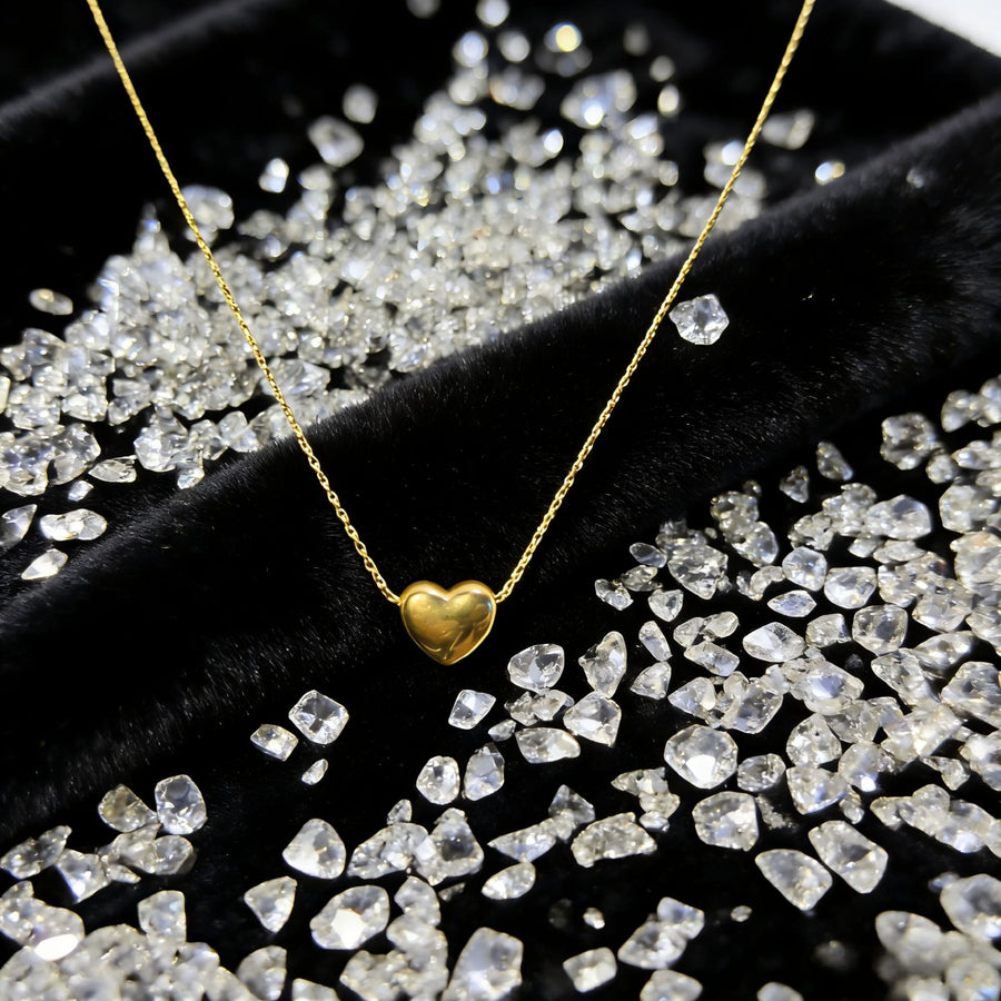 Minimalist Heart Pendant Titanium Steel Necklace for Men & Women