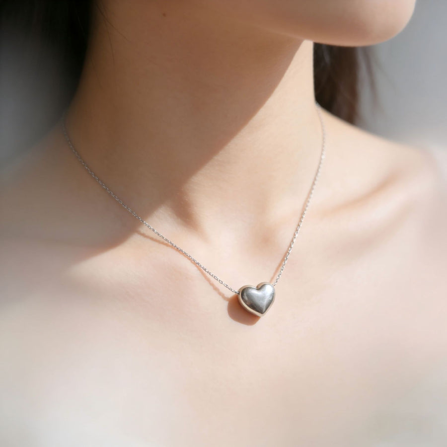 Minimalist Heart Pendant Titanium Steel Necklace for Men & Women