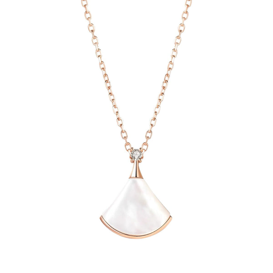 Elegant Light Luxury Fan Skirt Pendant Necklace for Women