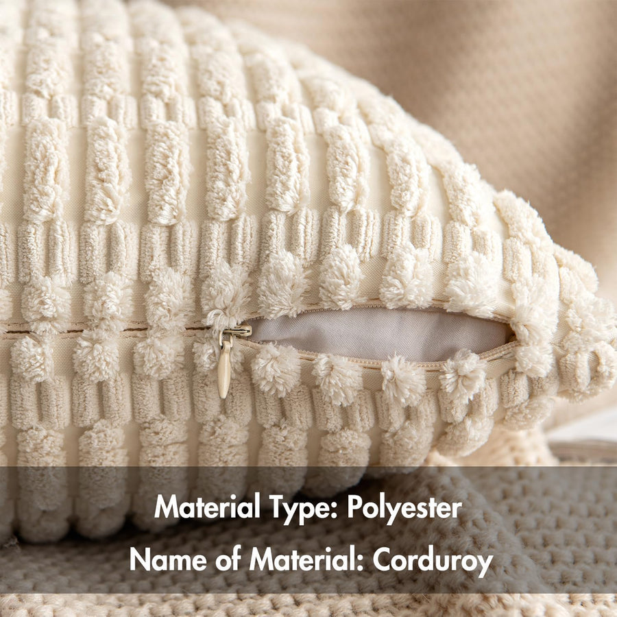 2PCS Soft Corduroy Decorative Pillow Covers - Boho Striped