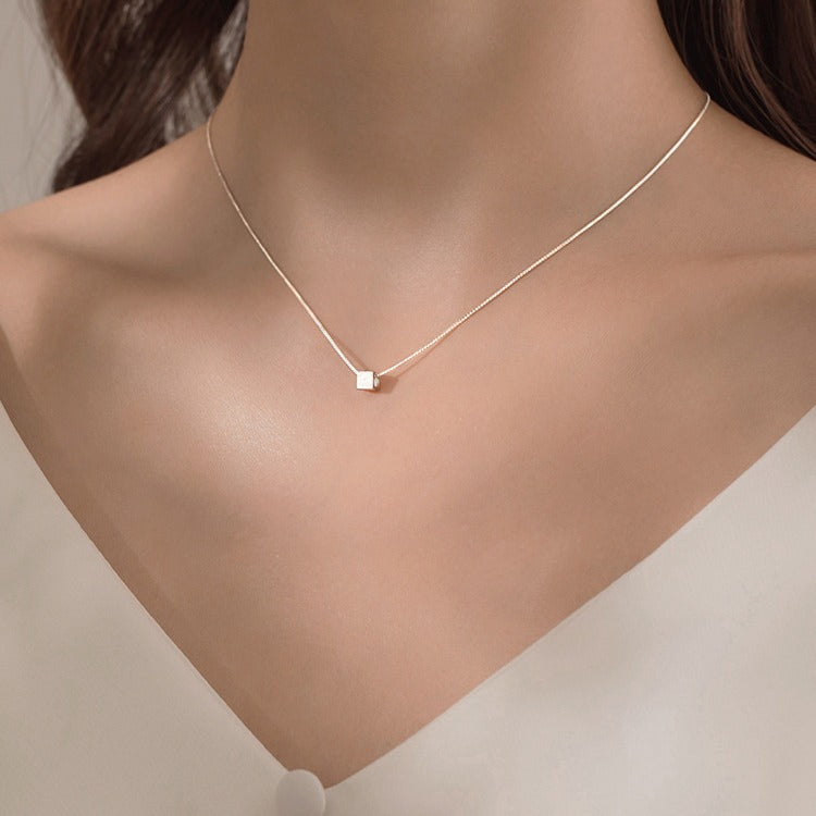 2026 Trendy 925 Sterling Silver Square Necklace for Women