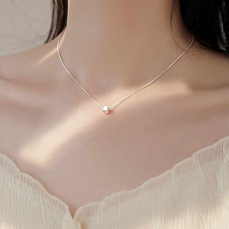 2026 Trendy 925 Sterling Silver Square Necklace for Women
