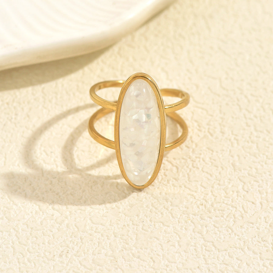 Adjustable Open Ring for Women - Double Layer Gemstone Design