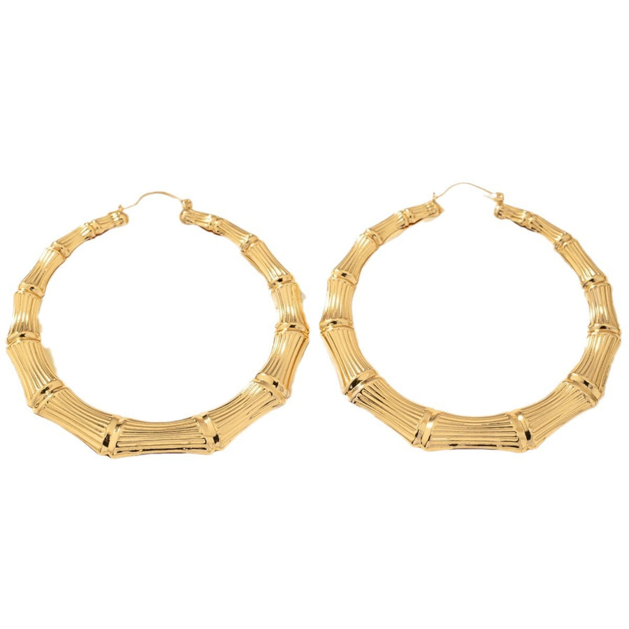 Unique Bamboo Joint Hoop Stud Earrings - Hula Hoop Style