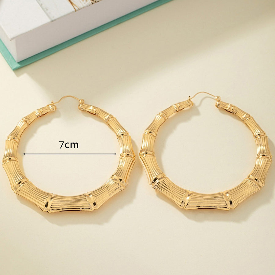 Unique Bamboo Joint Hoop Stud Earrings - Hula Hoop Style