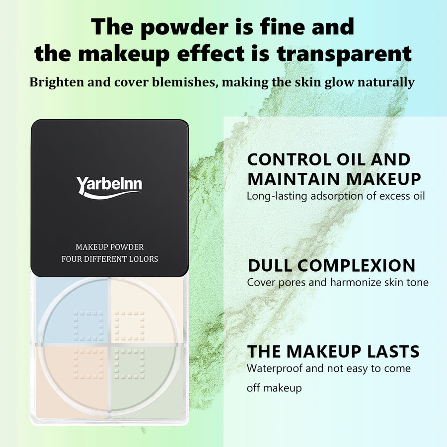 Yarbelnn 4-Grid Loose Setting Powder - Perfect Makeup Tray Solution