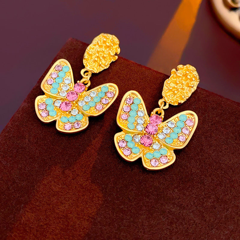 Retro Elegant Geometric Floral Earrings - Light Luxury Jewelry
