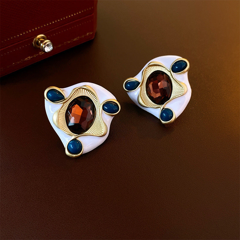 Retro Elegant Geometric Floral Earrings - Light Luxury Jewelry