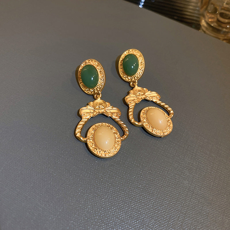 Retro Elegant Geometric Floral Earrings - Light Luxury Jewelry