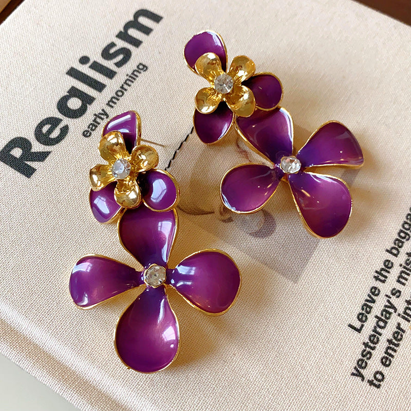 Niche Retro Enamel Earrings - Floral Vintage High-End Style
