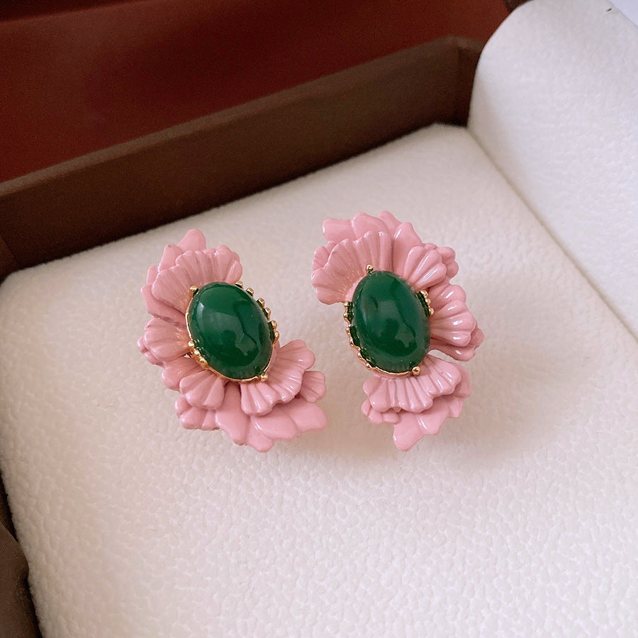 Niche Retro Enamel Earrings - Floral Vintage High-End Style