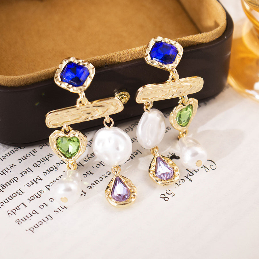 Vintage Enamel Flower Earrings - Elegant Ear Jewelry for Women