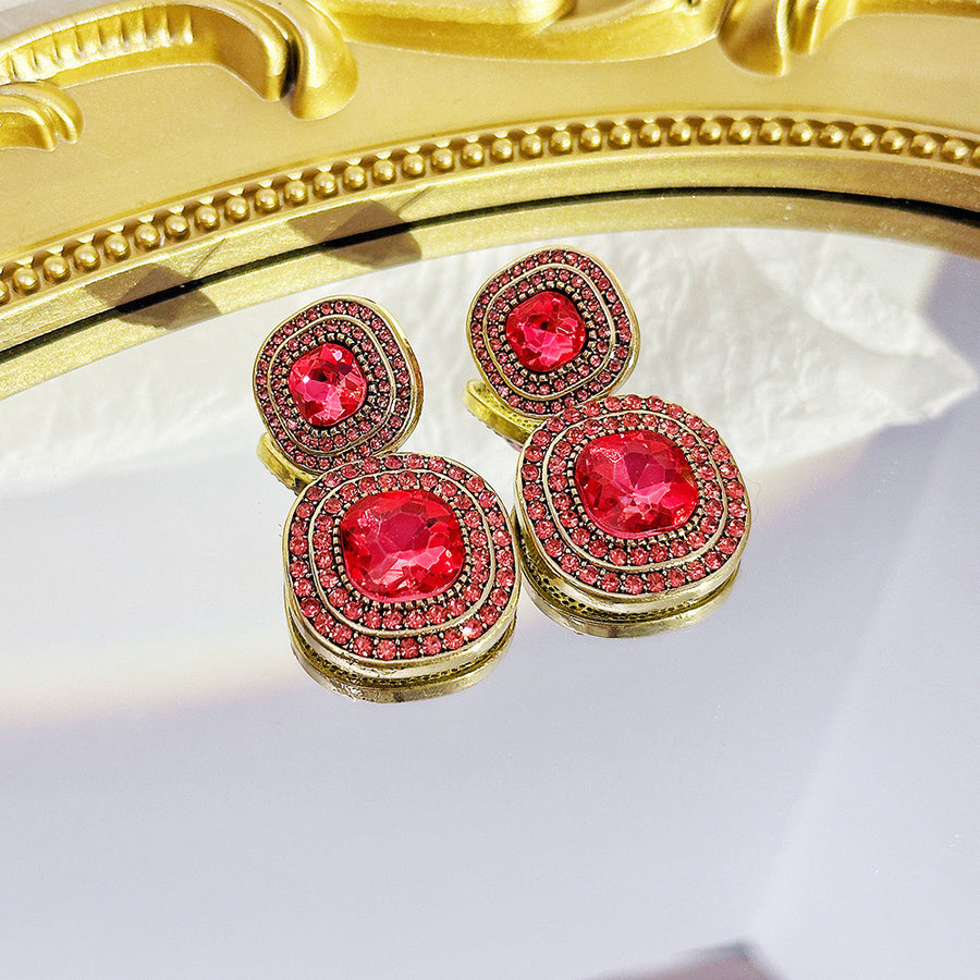 Vintage Enamel Flower Earrings - Elegant Ear Jewelry for Women