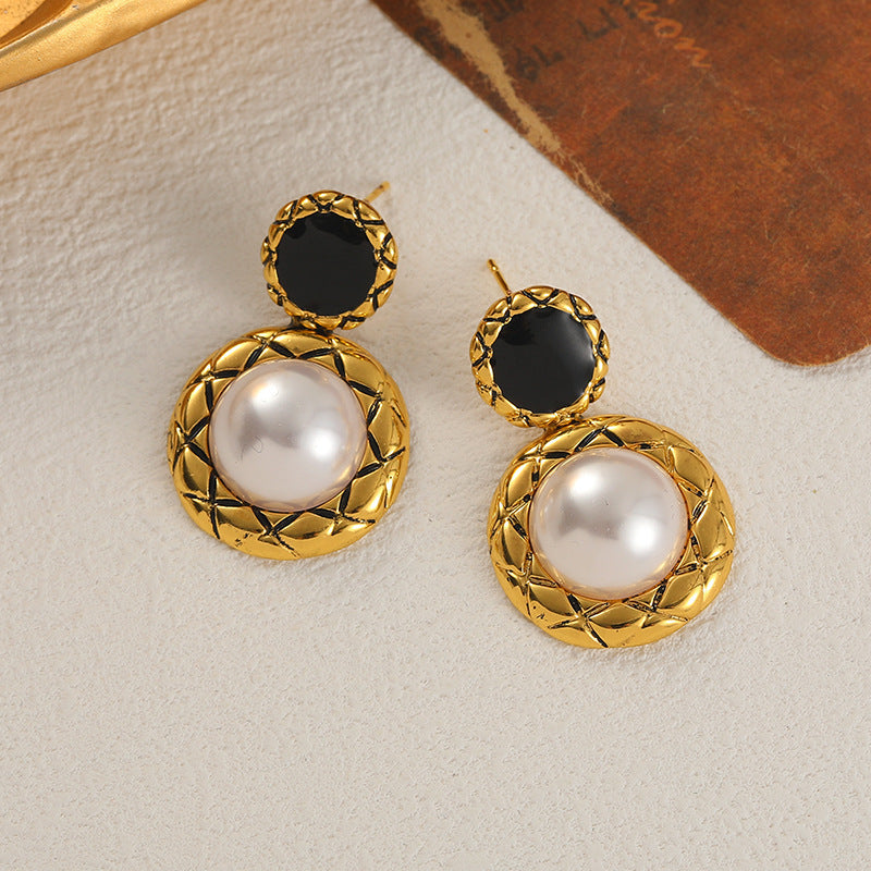 Retro Floral Enamel Stud Earrings - Elegant Ear Jewelry