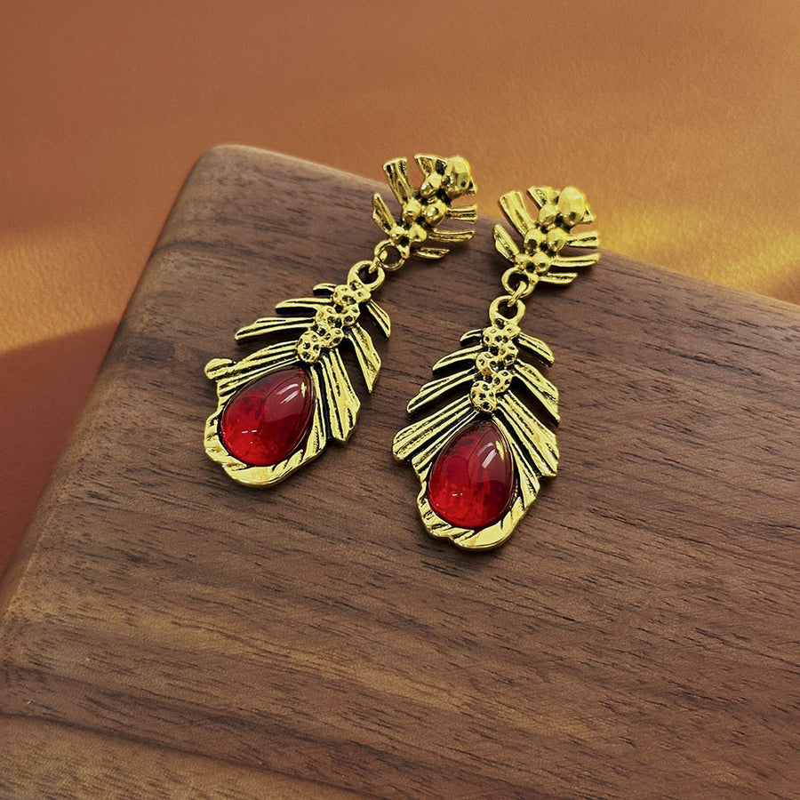 Retro Floral Enamel Stud Earrings - Elegant Ear Jewelry