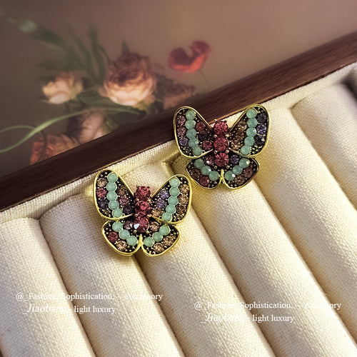 Vintage Enamel Stud Earrings - Elegant Flower Jewelry