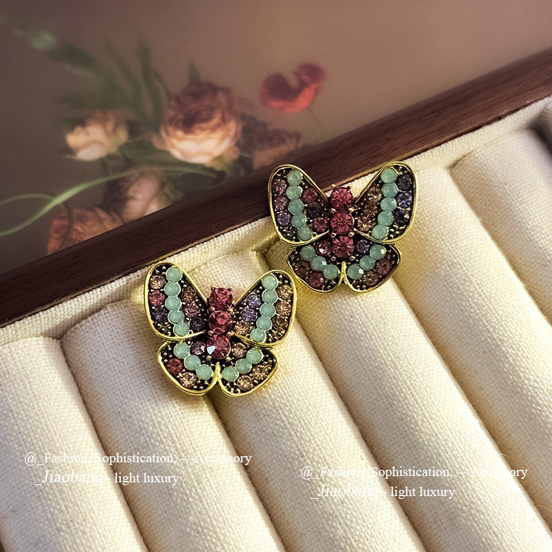 Vintage Enamel Stud Earrings - Elegant Flower Jewelry