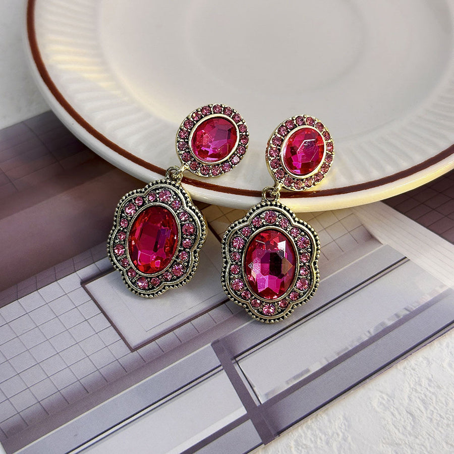 Premium Vintage Enamel Flower Earrings - Elegant Jewelry