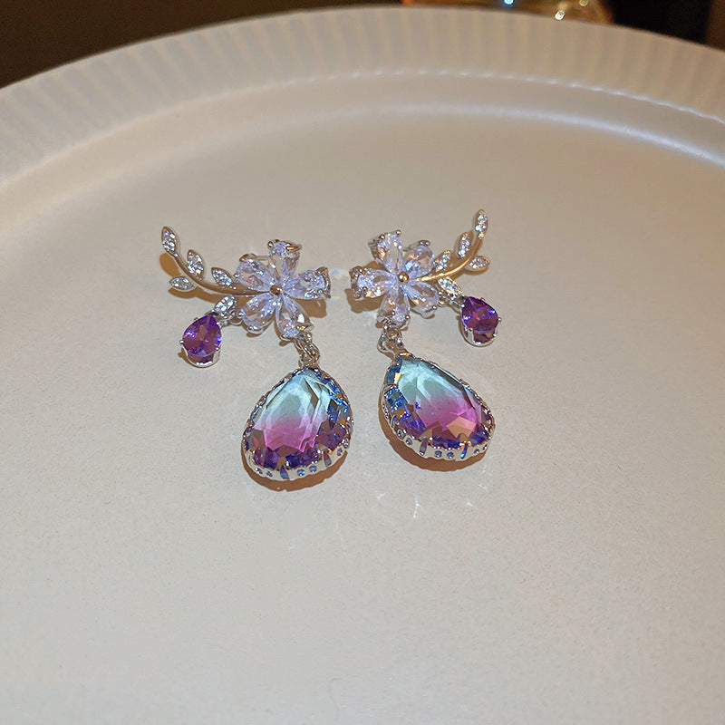 Elegant Zircon Butterfly Flower Earrings for Women