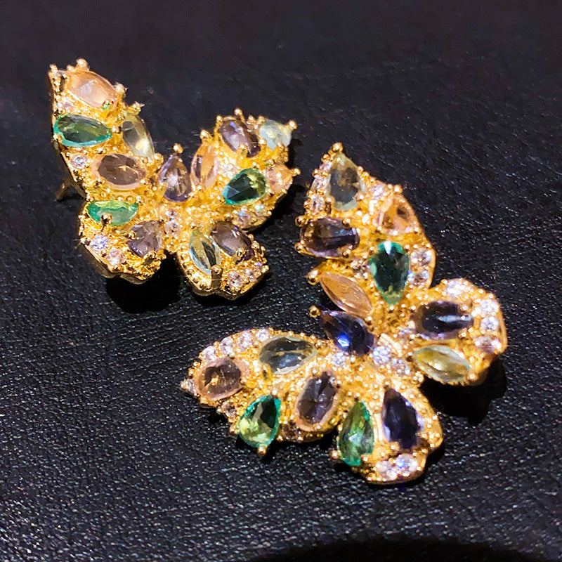 Elegant Zircon Butterfly Flower Earrings for Women