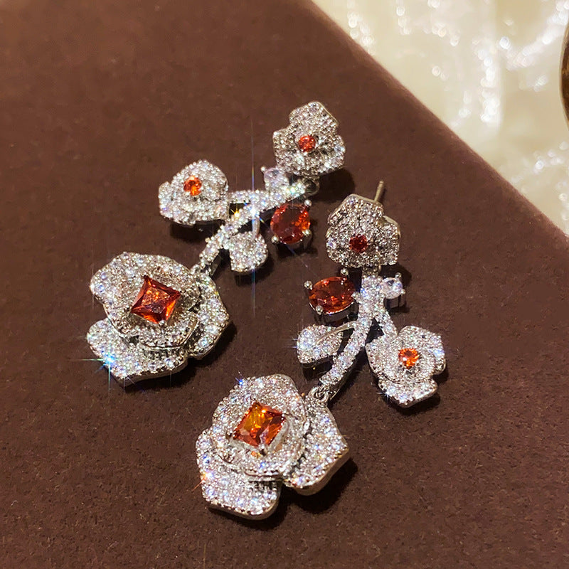 Elegant Zircon Butterfly Flower Earrings for Women