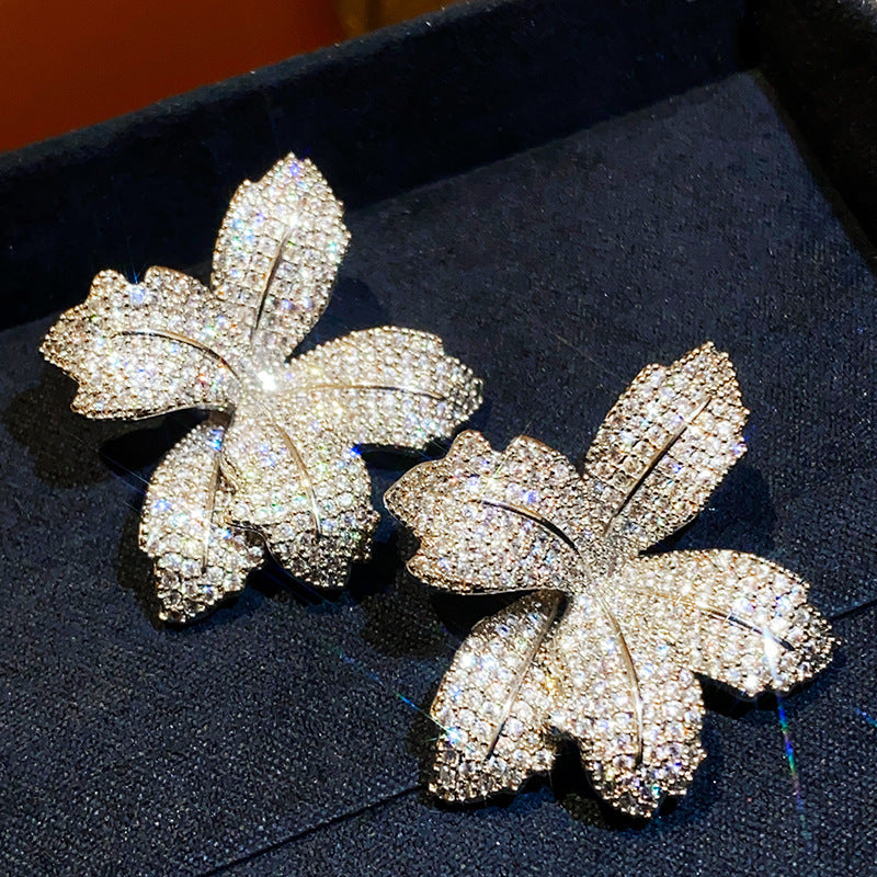 Elegant Zircon Butterfly Flower Earrings for Women