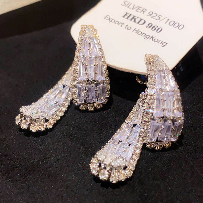 Clear Zircon Butterfly Flower Stud Earrings for Women