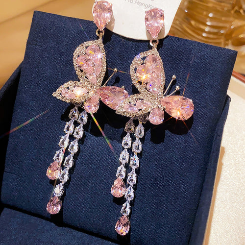 Prong Setting Zircon Butterfly Flower Earrings - Elegant Everyday Jewelry