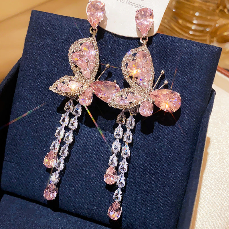 Prong Setting Zircon Butterfly Flower Earrings - Elegant Everyday Jewelry