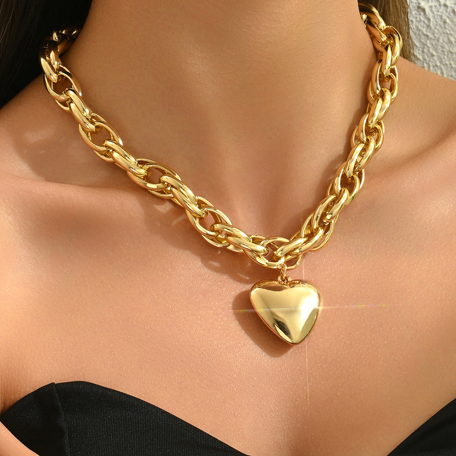 Geometric Heart Shape Pendant Necklace for Women