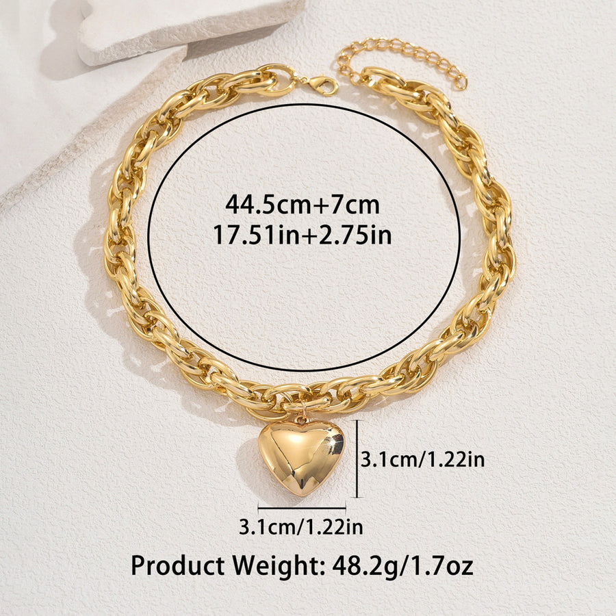 Geometric Heart Shape Pendant Necklace for Women