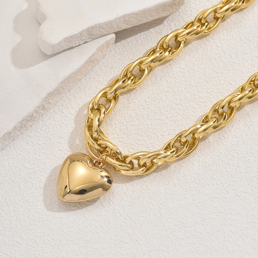 Geometric Heart Shape Pendant Necklace for Women