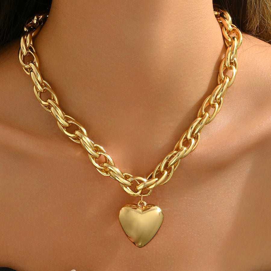 Geometric Heart Shape Pendant Necklace for Women