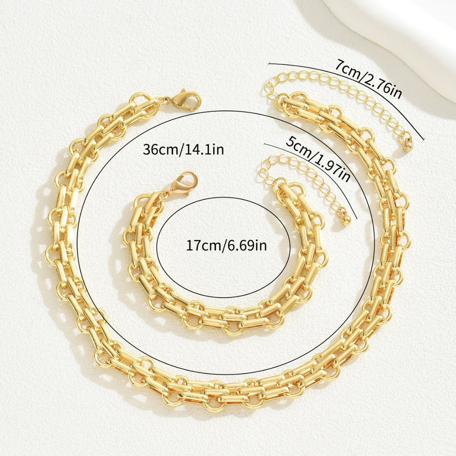 Unique Metal Design Jewelry Set for Women - Beaded Bracelet & Necklace
