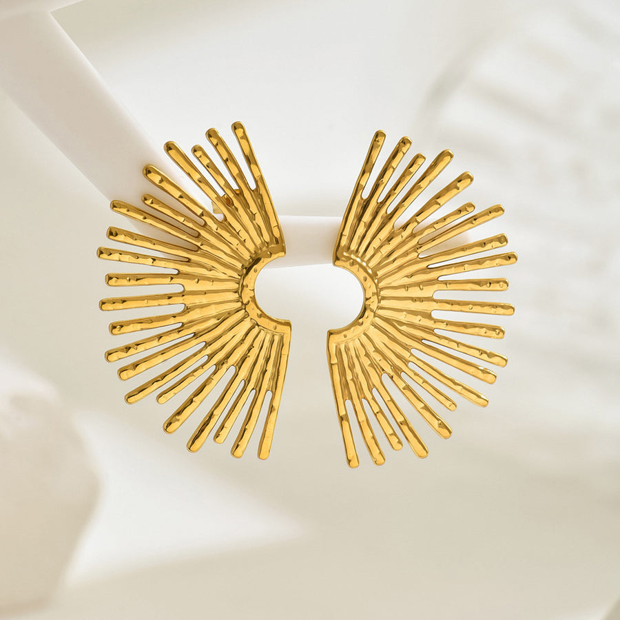 Elegant Gold-Plated Fan Shape Stud Earrings for Women