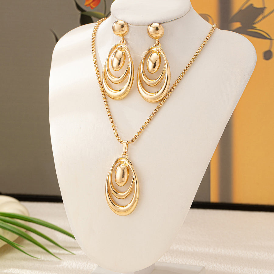 Magic Circle Geometric Jewelry Set for Women - Necklace & Earrings