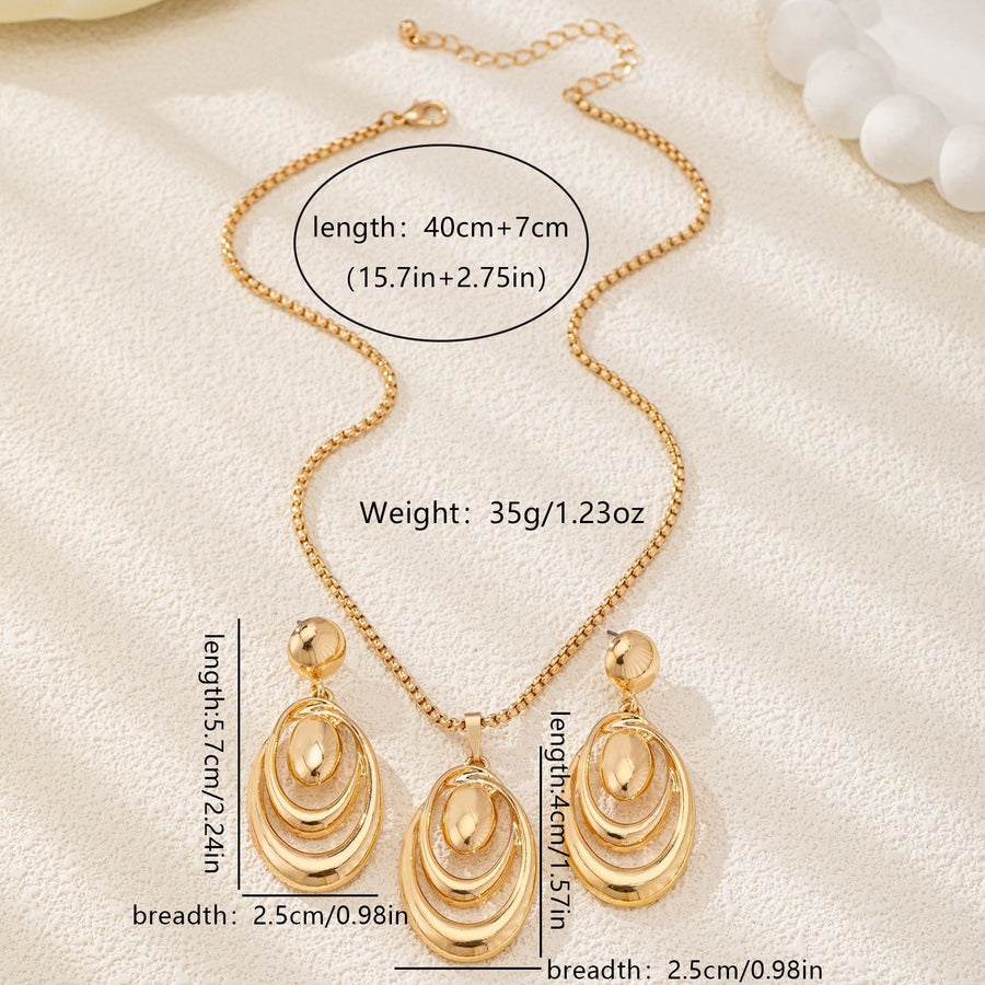 Magic Circle Geometric Jewelry Set for Women - Necklace & Earrings