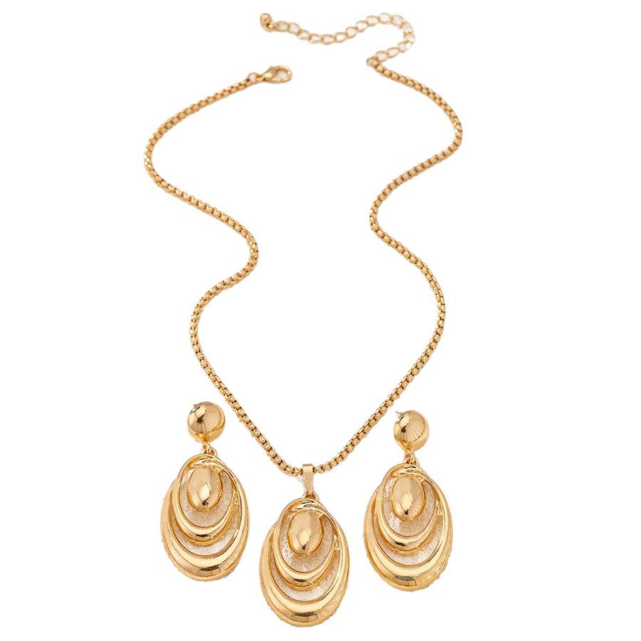 Magic Circle Geometric Jewelry Set for Women - Necklace & Earrings