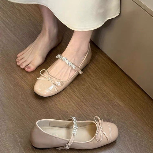 2026 New Autumn French Minimalist Shoes - Retro Rhinestone Flats