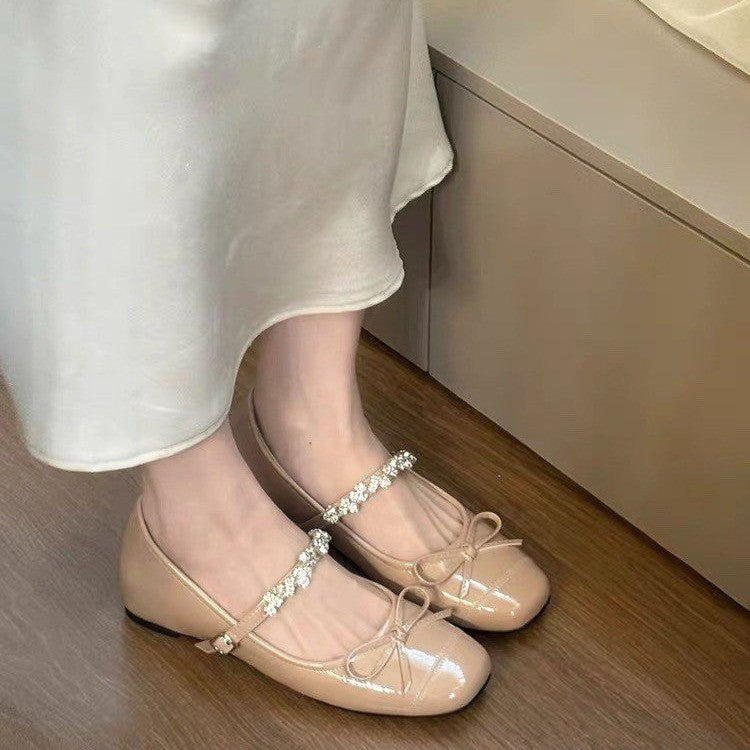 2026 New Autumn French Minimalist Shoes - Retro Rhinestone Flats