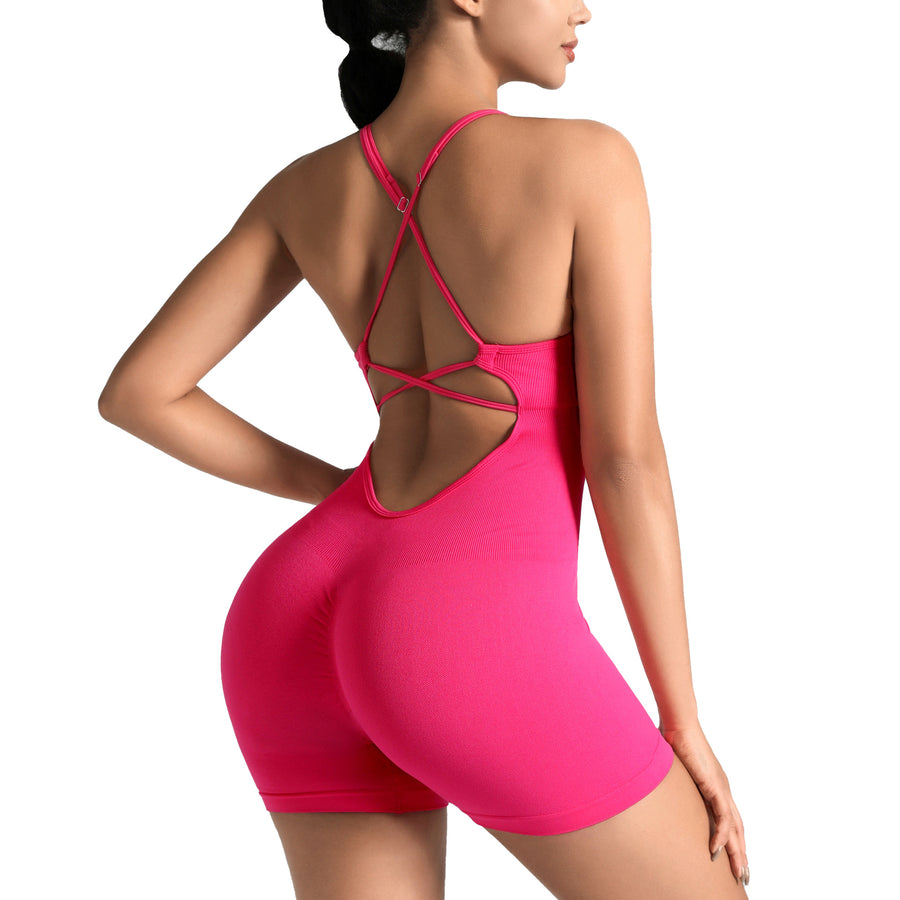 Seamless One-Piece Yoga Jumpsuit - Peach Butt Bodysuit