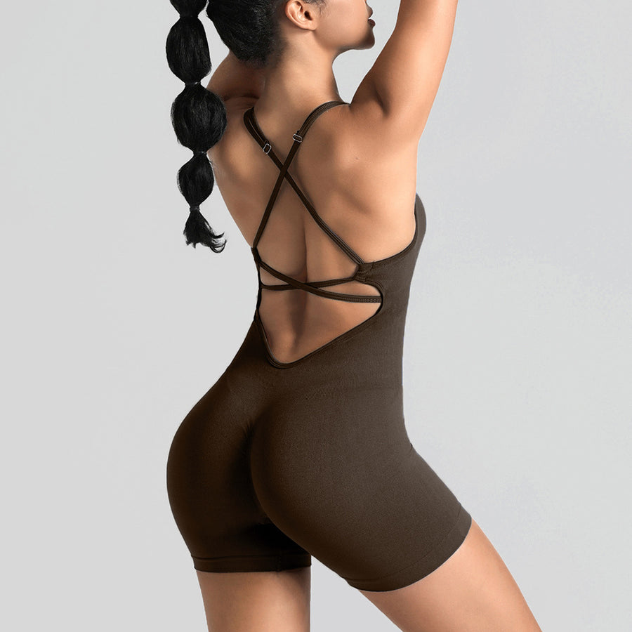 Seamless One-Piece Yoga Jumpsuit - Peach Butt Bodysuit