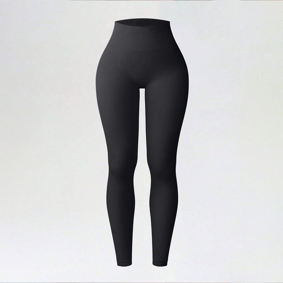 Ribbed Seamless High-Waisted Yoga Leggings for Autumn