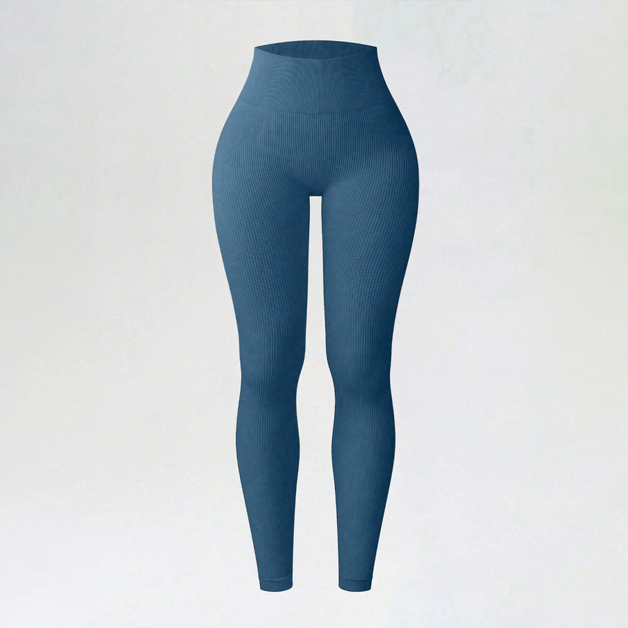 Ribbed Seamless High-Waisted Yoga Leggings for Autumn