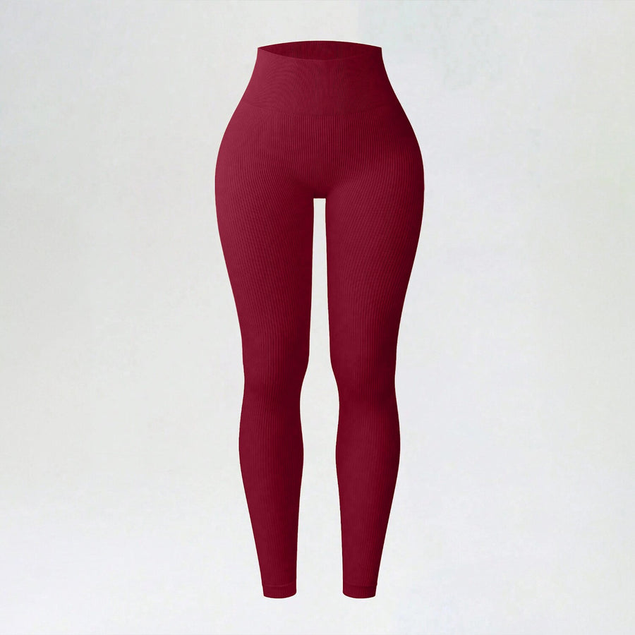 Ribbed Seamless High-Waisted Yoga Leggings for Autumn